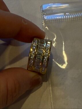 18KGE CZ Gold Crystal-Accented Wide Band Ring - Women Jewelry size 7
